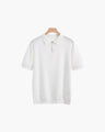 Men's Plain Short-Zip Polo Shirt with Ribbed Edges - White