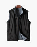 Men's Plain Zip Gilet with a Rounded Stand Collar - Black