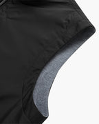 Men's Plain Zip Gilet with a Rounded Stand Collar - Black
