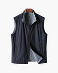 Men's Plain Zip Gilet with a Rounded Stand Collar - Navy