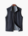 Men's Plain Zip Gilet with a Rounded Stand Collar - Navy
