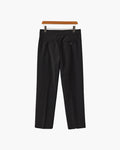 Men's Pleated Ankle-Length Trousers with Waist Tabs - Black