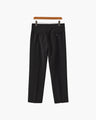 Men's Pleated Ankle-Length Trousers with Waist Tabs - Black