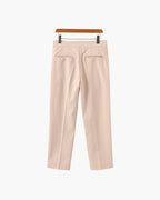 Men's Pleated Ankle-Length Trousers with Waist Tabs - Beige