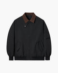 Men's Point-Collar Harrington Jacket with Zip Front - Black
