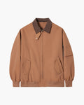 Men's Point-Collar Harrington Jacket with Zip Front - Brown