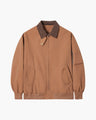 Men's Point-Collar Harrington Jacket with Zip Front - Brown