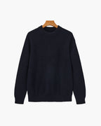 Men's Ribbed Crew-Neck Jumper with Long Sleeves - Navy
