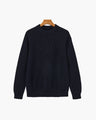 Men's Ribbed Crew-Neck Jumper with Long Sleeves - Navy