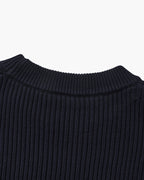 Men's Ribbed Crew-Neck Jumper with Long Sleeves - Navy