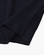 Men's Ribbed Crew-Neck Jumper with Long Sleeves - Navy