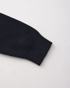 Men's Ribbed Crew-Neck Jumper with Long Sleeves - Navy