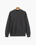 Men's Ribbed Crew-Neck Jumper with Long Sleeves - Grey