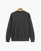 Men's Ribbed Crew-Neck Jumper with Long Sleeves - Grey