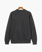 Men's Ribbed Crew-Neck Jumper with Long Sleeves - Grey