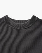 Men's Ribbed Crew-Neck Jumper with Long Sleeves - Grey