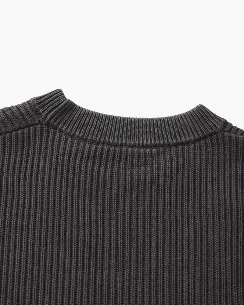 Men's Ribbed Crew-Neck Jumper with Long Sleeves - Grey