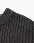 Men's Ribbed Crew-Neck Jumper with Long Sleeves - Grey