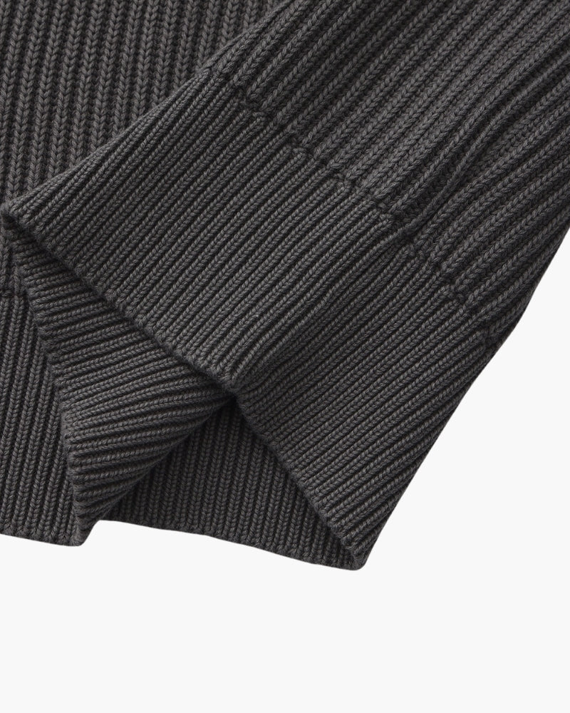 Men's Ribbed Crew-Neck Jumper with Long Sleeves - Grey