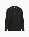 Men's Ribbed Half-Zip Jumper with a Pointed Collar - Dark Grey
