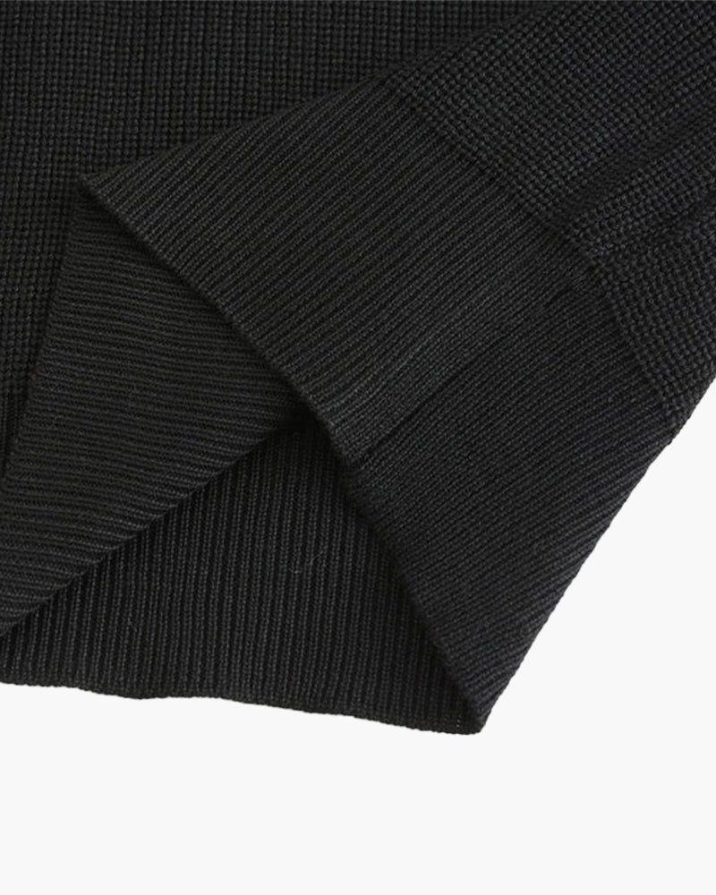 Men's Ribbed Half-Zip Jumper with a Pointed Collar - Dark Grey