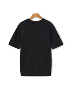 Men's Ribbed Open-Collar Polo with Short Sleeves - Black
