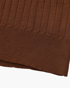 Men's Ribbed Open-Collar Polo with Short Sleeves - Brown