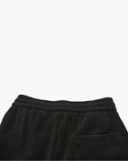 Men's Ribbed Straight-Leg Trousers with Drawstring - Black