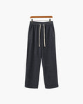 Men's Ribbed Straight-Leg Trousers with Drawstring - Grey