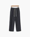 Men's Ribbed Straight-Leg Trousers with Drawstring - Grey