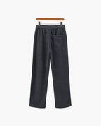 Men's Ribbed Straight-Leg Trousers with Drawstring - Grey