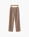 Men's Ribbed Straight-Leg Trousers with Drawstring - Nude