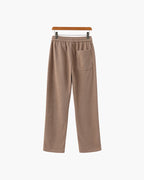 Men's Ribbed Straight-Leg Trousers with Drawstring - Nude