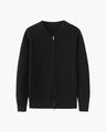 Men's Ribbed Zip Cardigan with a Rounded Neckline - Black