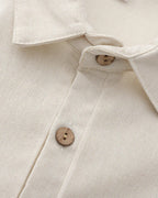 Men's Short-Sleeve Button-Neck Shirt with Chest Pocket - Beige