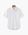 Men's Short-Sleeve Button-Neck Shirt with Chest Pocket - White