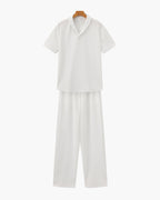 Men's Short-Sleeved Polo and Straight Trouser Set - White