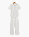 Men's Short-Sleeved Polo and Straight Trouser Set - White