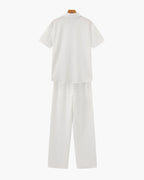 Men's Short-Sleeved Polo and Straight Trouser Set - White