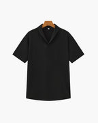 Men's Short-Sleeved Polo and Straight Trouser Set - Black