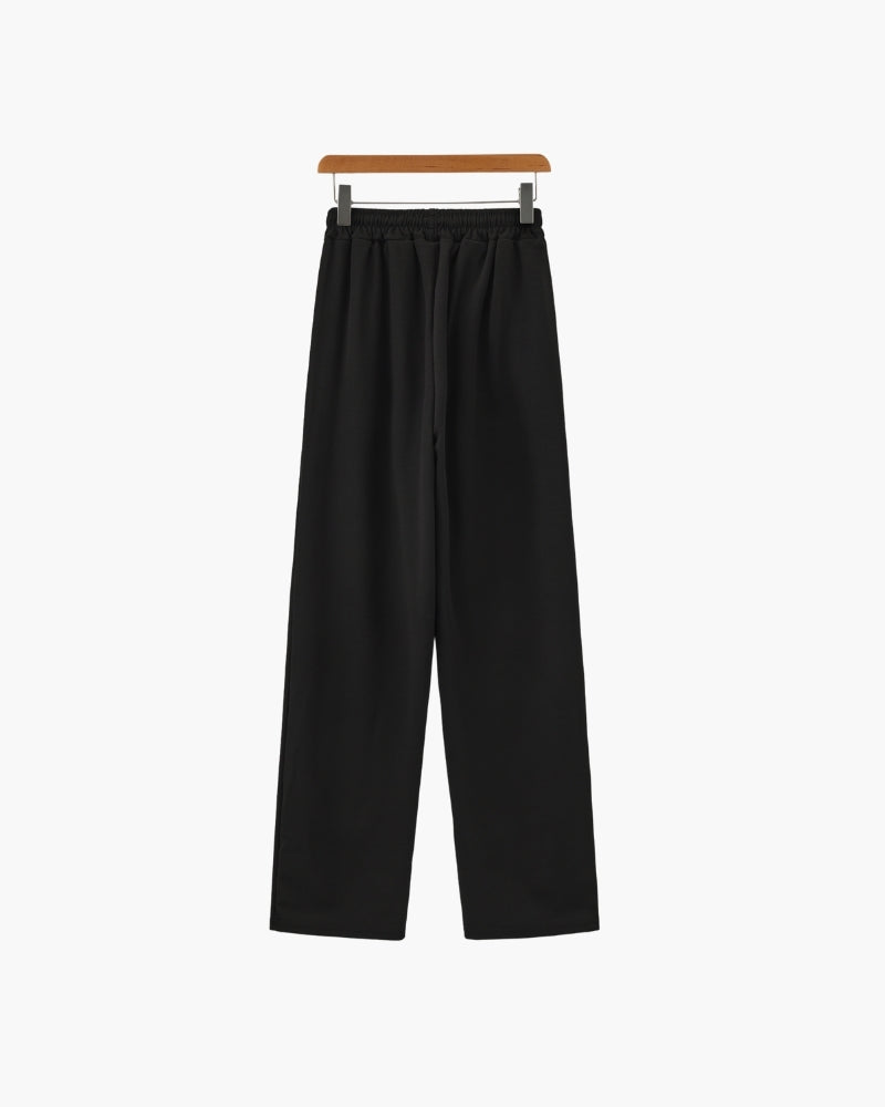 Men's Short-Sleeved Polo and Straight Trouser Set - Black
