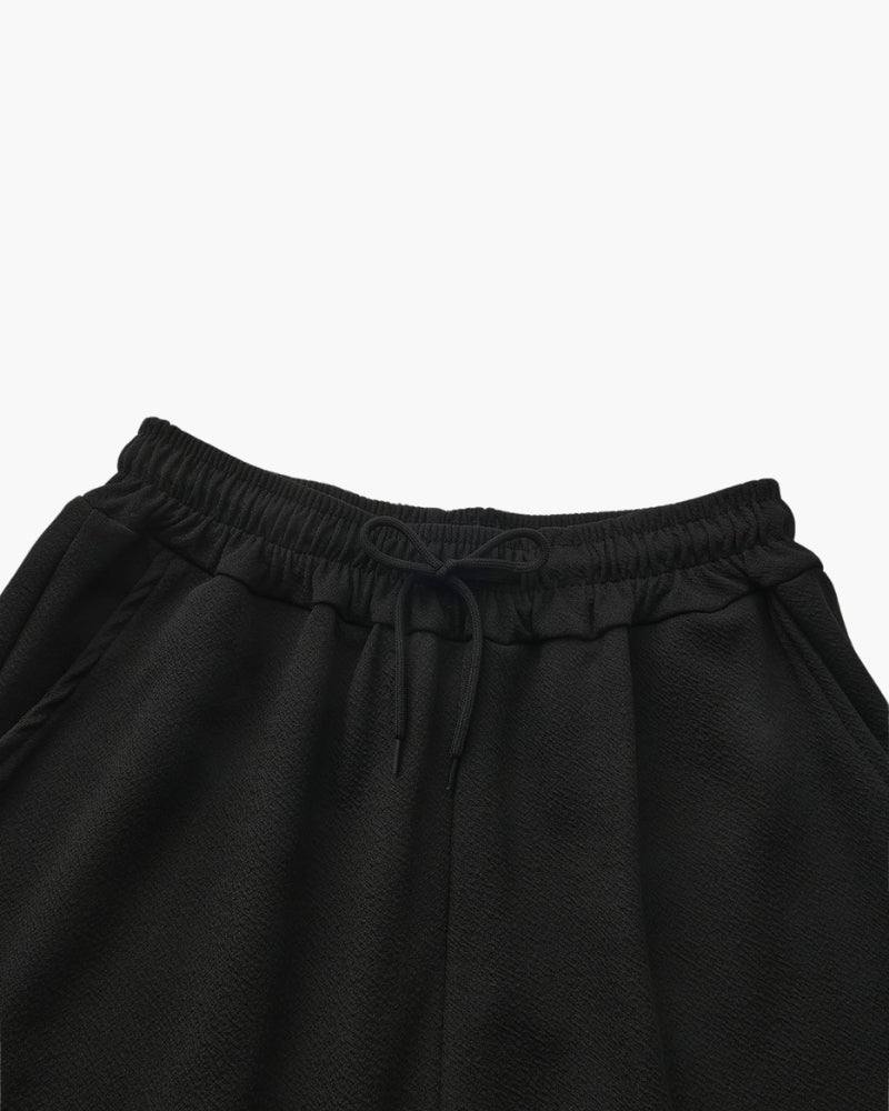 Men's Short-Sleeved Polo and Straight Trouser Set - Black