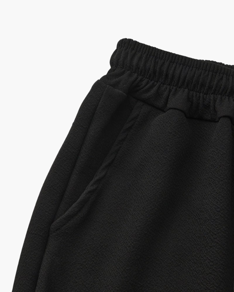 Men's Short-Sleeved Polo and Straight Trouser Set - Black