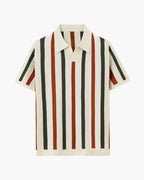 Men's Short-Sleeved Polo with Broad Vertical Stripes - Multicolour