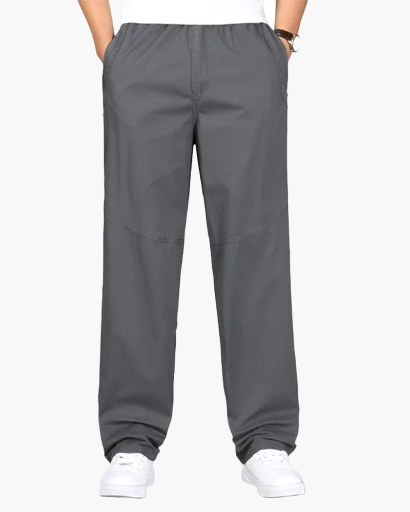 Men's Straight-Leg Trousers with an Elasticated Waist - Grey