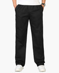 Men's Straight-Leg Trousers with an Elasticated Waist - Black