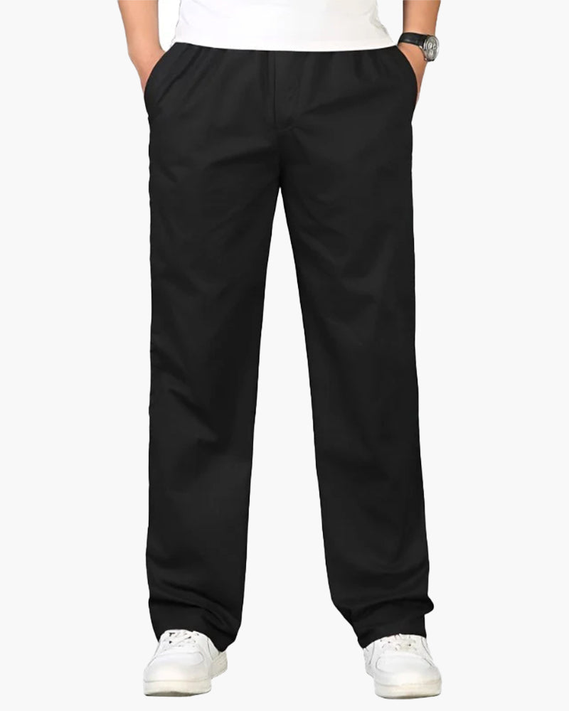 Men's Straight-Leg Trousers with an Elasticated Waist - Black