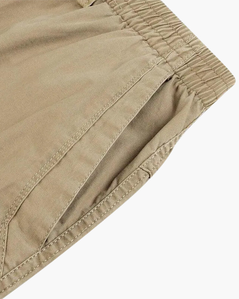 Men's Straight-Leg Trousers with an Elasticated Waist - Khaki