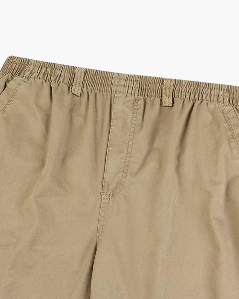 Men's Straight-Leg Trousers with an Elasticated Waist - Khaki