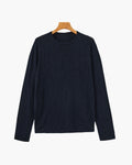 Men's Textured Crew-Neck Top with Long Straight Sleeves - Blue